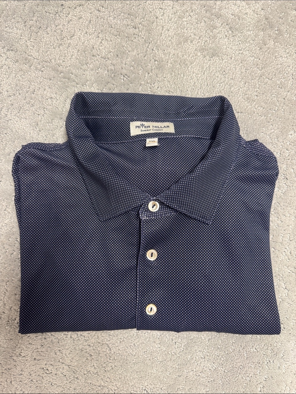 Peter Millar Summer Comfort Navy Microdot Polo XXL